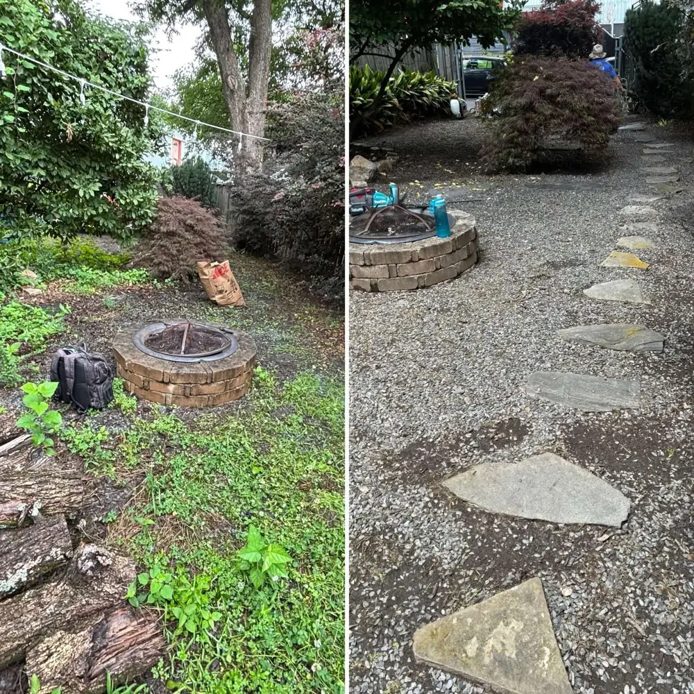 Fire pit and gravel seating area makeover