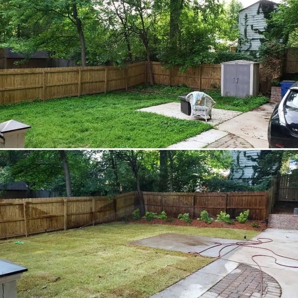New sod installed in a backyard by Grantlanta Lawn